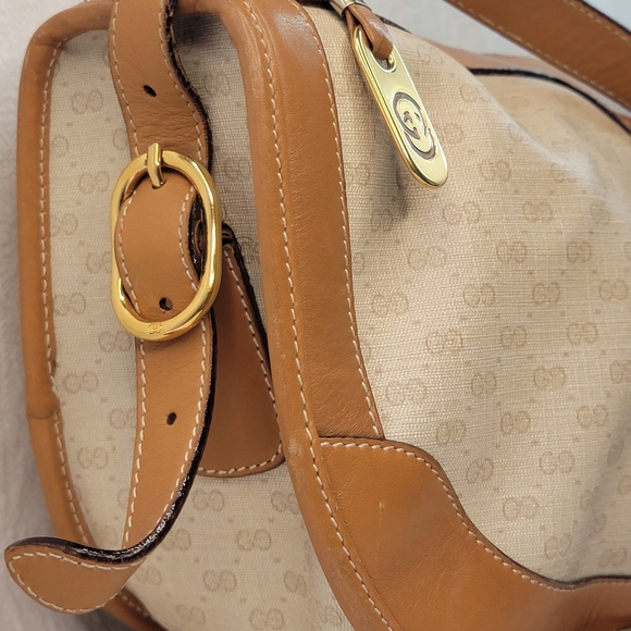 Vintage Gucci Tan and Cream Women's Shoulder Bag - Picture 4 of 16